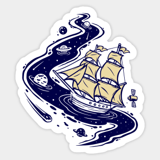 Space Adventure in a Ship Sticker